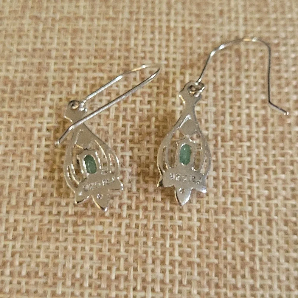 RJ Graziano Sterling Silver Pale Emerald Diamond Chip Earrings 1